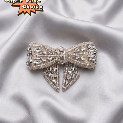 SUPERVALUECHOICE CHRISTMAS HCSEYD00053 Rhinestone Bows of DIY Project, clothing, bridal, Shoes and Accessories Rhinestone Appliques 3.54in× 2.56in