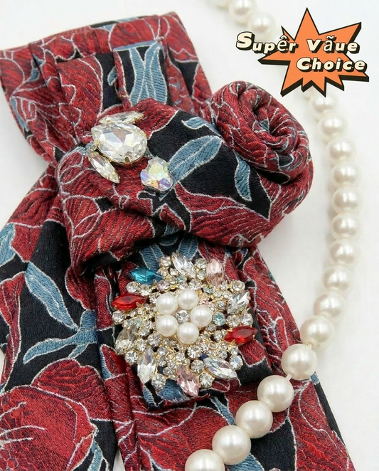 SUPERVALUECHOICE HCSEZA00034 Red Floral Necktie -Stylish for Weddings & Special Occasions