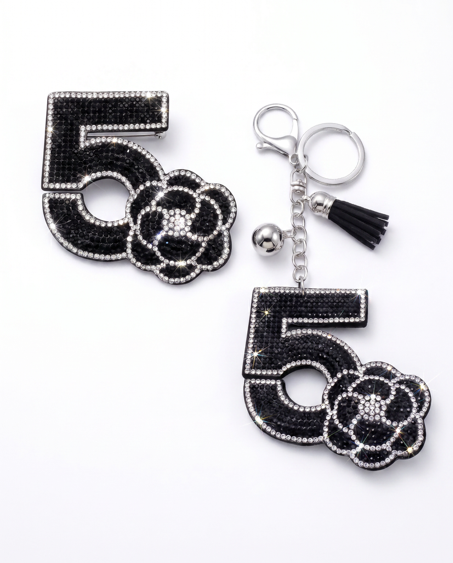 SUPERVALUECHOICE HCSESA00030 Bling Number 5 Brooch Pin & Keyring with Tassel