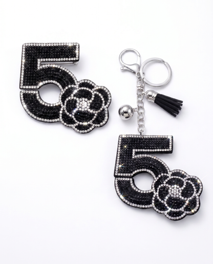SUPERVALUECHOICE HCSESA00030 Bling Number 5 Brooch Pin & Keyring with Tassel