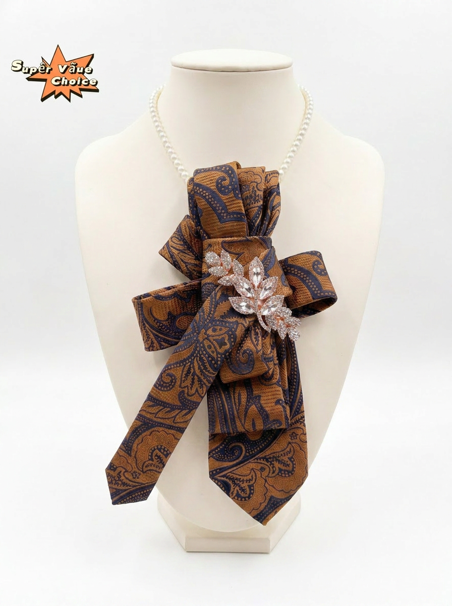 SUPERVALUECHOICE HCSEZA00032 Crystal Leaf Vintage Print Necktie