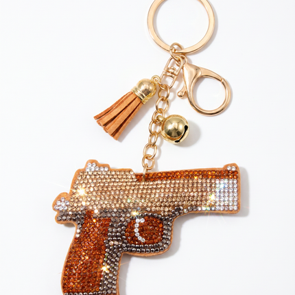 SUPERVALUECHOICE HCSESA00042 Rhinestone Gun Keychain & Brooch Sparkly Accessory