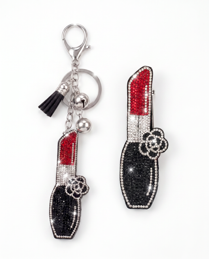 SUPERVALUECHOICE HCSESA00034 Rhinestone Lipstick Keychain & Brooch Sparkly Accessory