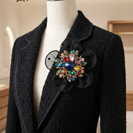 SUPERVALUECHOICE HCSESA00005 Black Polka-Dot Flower Brooch