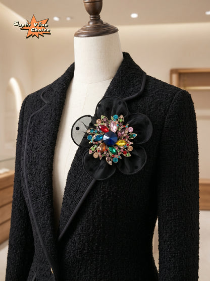 SUPERVALUECHOICE HCSESA00005 Black Polka-Dot Flower Brooch