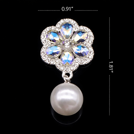SUPERVALUECHOICE HCSESC00004 DIY Crafts Rhinestone Alloy Brooch Accessories Silver Flat Back 1.37*2.63inch Crystal Brooch Sparkling Crystal