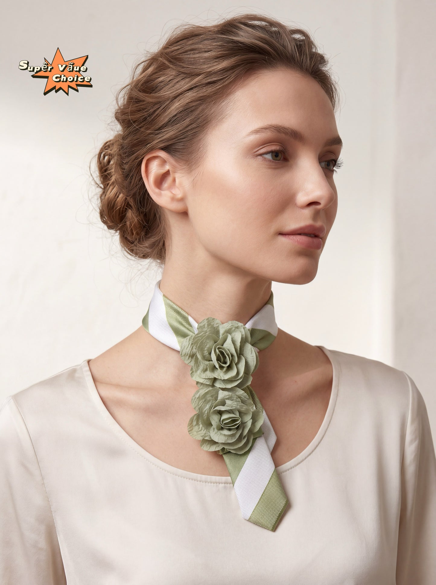 SUPERVALUECHOICE HCSEZA00002 Green Striped Floral Bow Tie