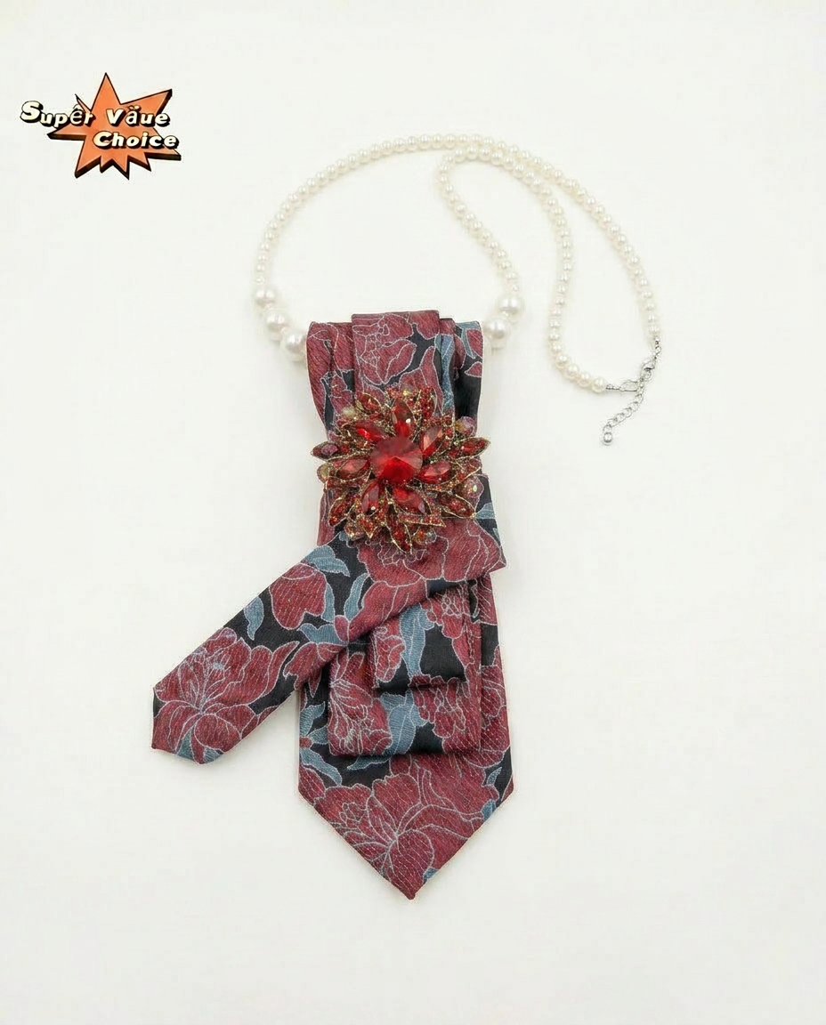 SUPERVALUECHOICE HCSEZA00036 Gemstone Flower Decorative Necktie - Perfect for Weddings & Banquets