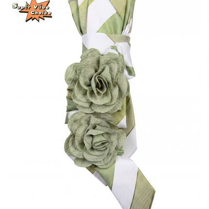 SUPERVALUECHOICE HCSEZA00001 Green Striped Floral Bow Tie