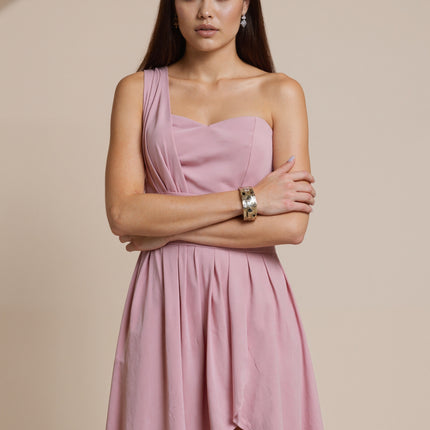 SVCD000129 Summer fashion temperament oblique shoulder high waist sleeveless long loose irregular evening dress