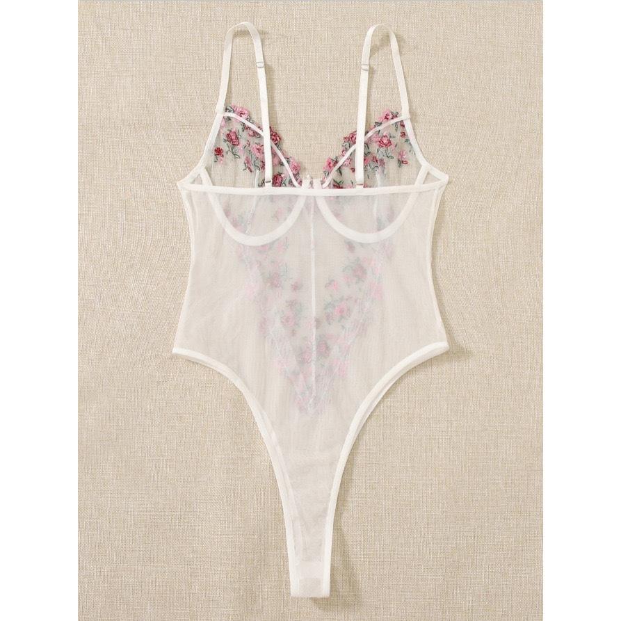 SVCSH000102  Lace embroidered sexy underwear see-through one-piece pajama