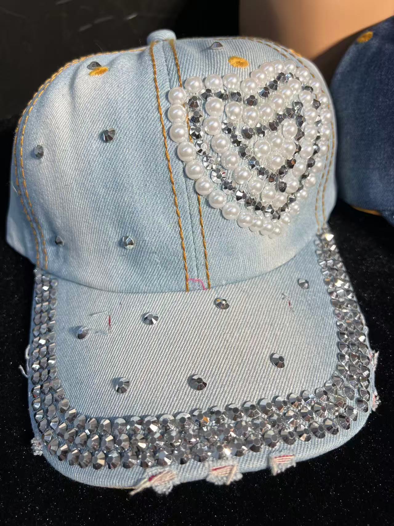 SUPERVALUECHOICE HCSEK00018 Rhinestone Pattern Denim Baseball Cap