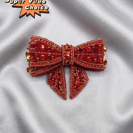 SUPERVALUECHOICE CHRISTMAS HCSEYD00053 Rhinestone Bows of DIY Project, clothing, bridal, Shoes and Accessories Rhinestone Appliques 3.54in× 2.56in