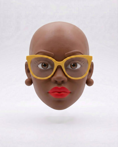 SUPERVALUECHOICE HCSEUA00046  Y-Custom Color DIY Round Glasses Lady Head Resin Blank Dual Use Charm for Keyring Brooch Supplies 2" × 2.5" × 1"