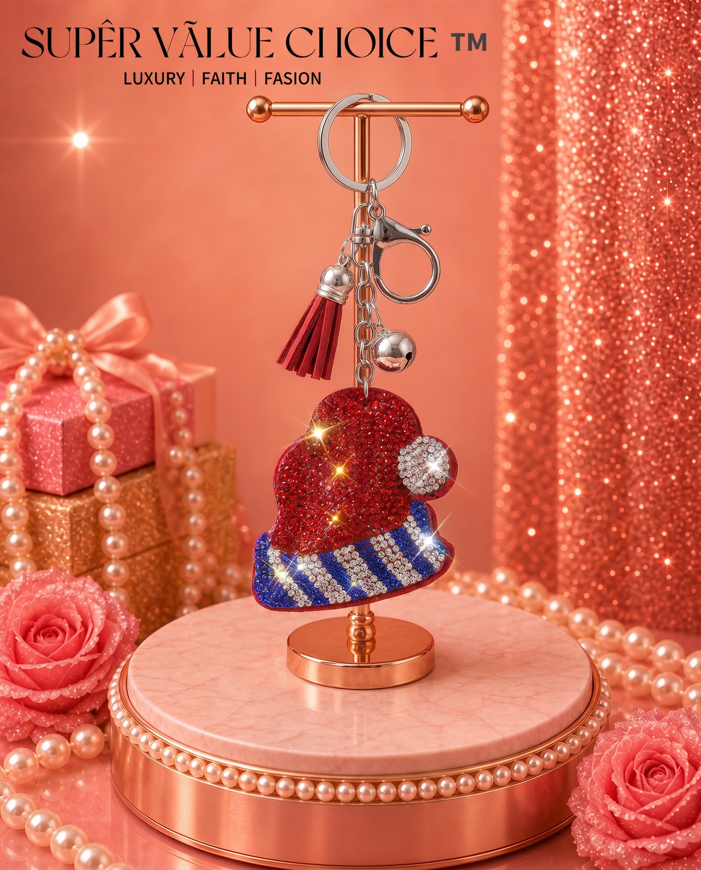 SUPERVALUECHOICE HCSESA00043 Crystal Christmas Series Keychain & Brooch