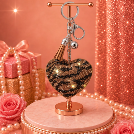 SUPERVALUECHOICE HCSESA00044 Sparkly Rhinestone Heart Bow Keychain Brooch