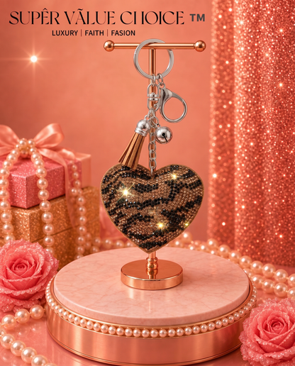 SUPERVALUECHOICE HCSESA00044 Sparkly Rhinestone Heart Bow Keychain Brooch