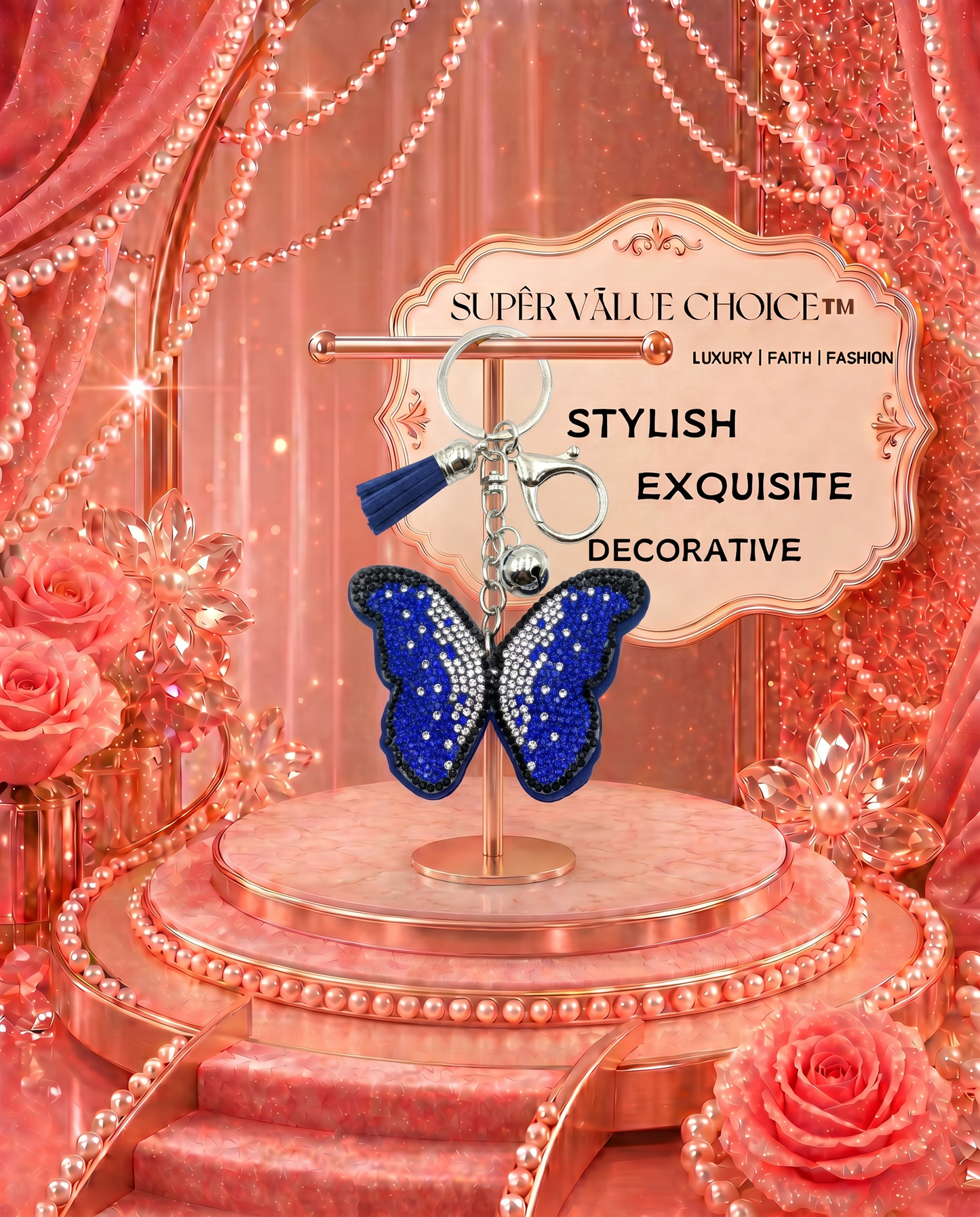 SUPERVALUECHOICE HCSESA00047 Bling Butterfly Brooch Pin & Keyring