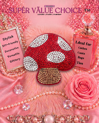 SUPERVALUECHOICE HCSESA00032 Bling Mushroom Brooch Pin & Keyring with Tassel