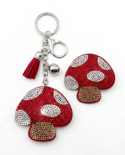 SUPERVALUECHOICE HCSESA00032 Bling Mushroom Brooch Pin & Keyring with Tassel