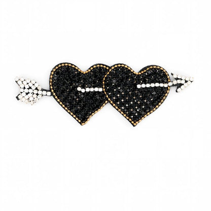 SUPÊR VÃLUE CHOICE  HCSEYD00011 Arrow Through Heart Rhinestone Applique Crystal Beaded Love Heart Sew On Patch for Jacket Jeans Tote Bag DIY Craft Decor