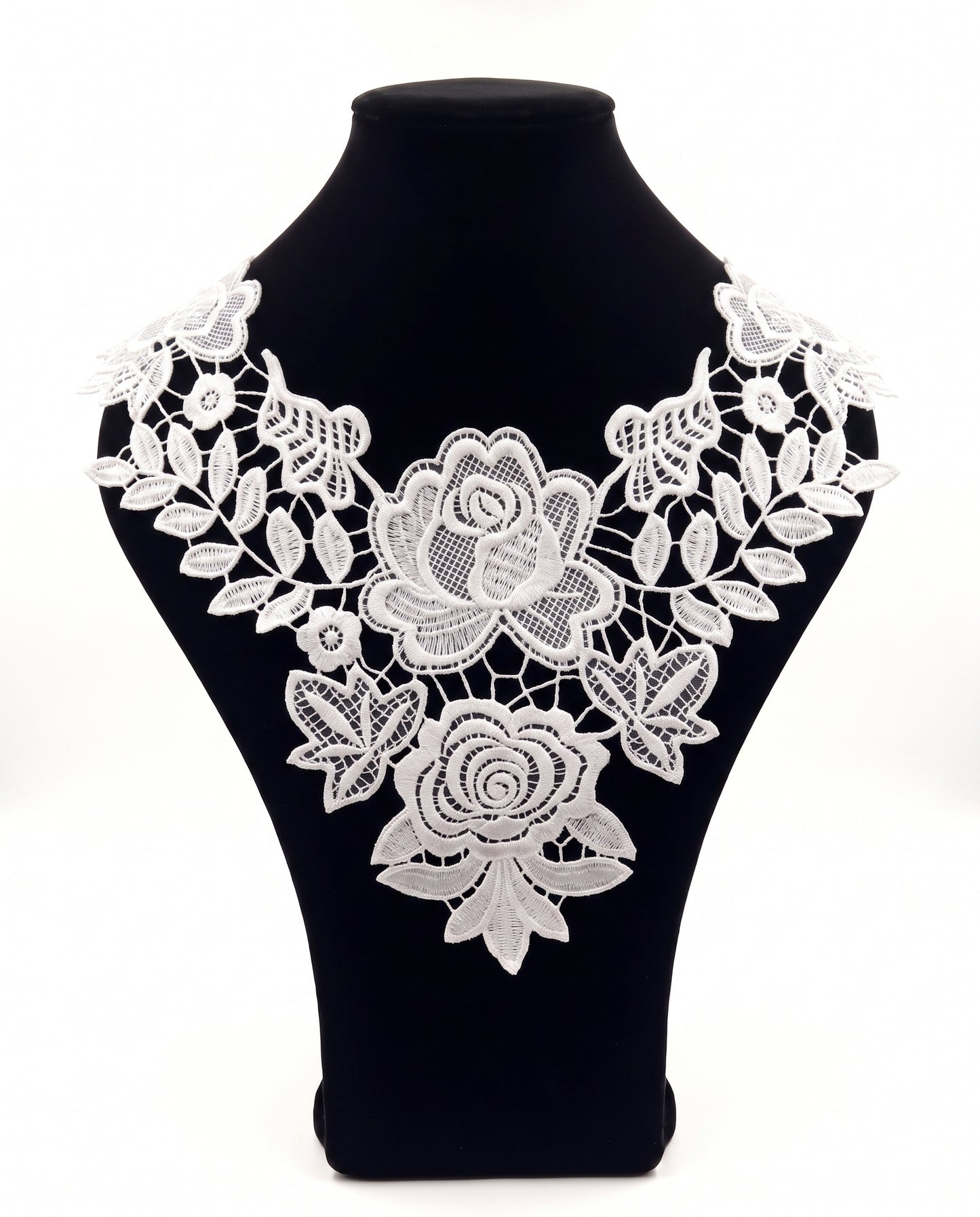 SUPERVALUECHOICE HCSEYB00091 Hollow Floral Guipure Lace Neck Applique Vibrant Color Rose Embroidery Collar Patch for Blouse Formal Wear Sew Decoration 12.59'' X 12.59''