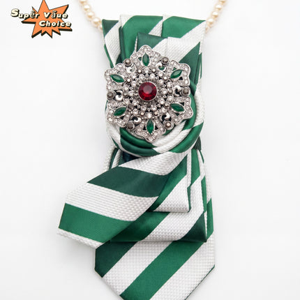 SUPERVALUECHOICE HCSEZA00021 Green and White Striped Tie