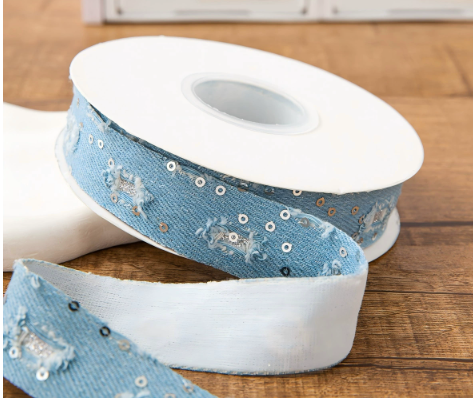 SuperValueChoice HCSEOA011 Denim Thread Decorative Ribbon for Dress Hair Accessory DIY Sewing Craft , width 0.98in width