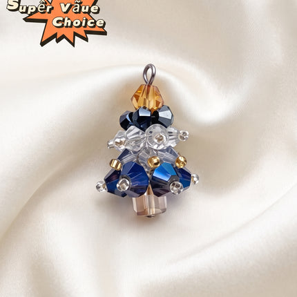 SUPERVALUECHOICE  CHRISTMAS HCSESC00011 Sparkly Crystal Beaded Christmas Tree Pendants For Handmade Jewelry Keyring Bag Charm Xmas Party Diy Craft Decorations