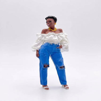 SUPERVALUECHOICE HCSEUA00013 Y-Blank Paintable Off Shoulder Ripped Jeans Lady Resin Blank, DIY Color Craft Blanks for Brooch & Keychain Making 3" × 1.6" × 1.2"