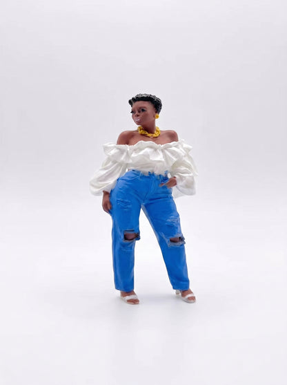 SUPERVALUECHOICE HCSEUA00013 Y-Blank Paintable Off Shoulder Ripped Jeans Lady Resin Blank, DIY Color Craft Blanks for Brooch & Keychain Making1.5" × 3" × 0.8"