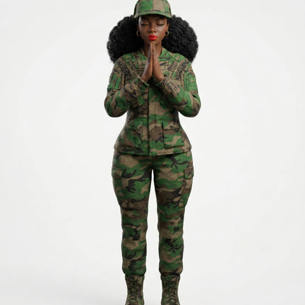 SUPERVALUECHOICE HCSEUA00024 Z-Paintable Camo Uniform Praying Woman Resin Blank, DIY Color Craft Blanks for Brooch & Keychain Making 3" × 1.2" × 0.8"