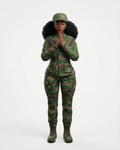 SUPERVALUECHOICE HCSEUA00024 Z-Paintable Camo Uniform Praying Woman Resin Blank, DIY Color Craft Blanks for Brooch & Keychain Making 3" × 1.6" × 1.2"
