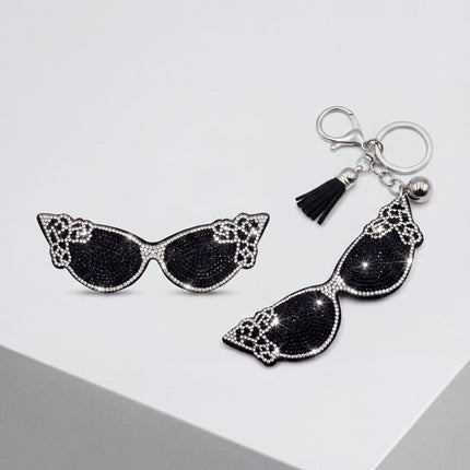SUPERVALUECHOICE HCSESA00028 Bling Sunglasses Shape Brooch Pin & Keyring with Tassel