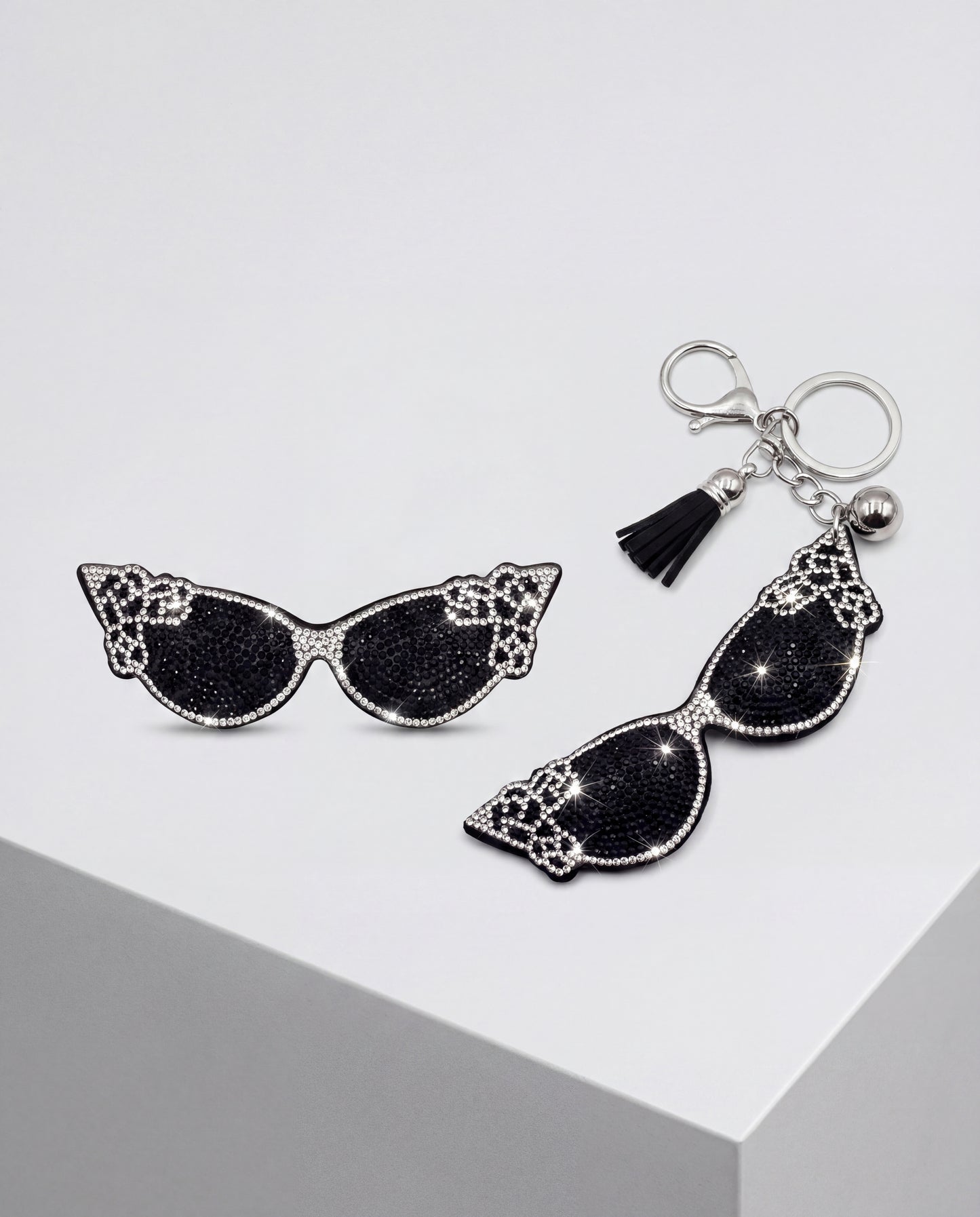 SUPERVALUECHOICE HCSESA00028 Bling Sunglasses Shape Brooch Pin & Keyring with Tassel