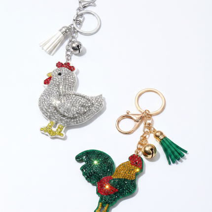 SUPERVALUECHOICE HCSESA00039 Rhinestone Chicken Keychain & Brooch Sparkly Accessory