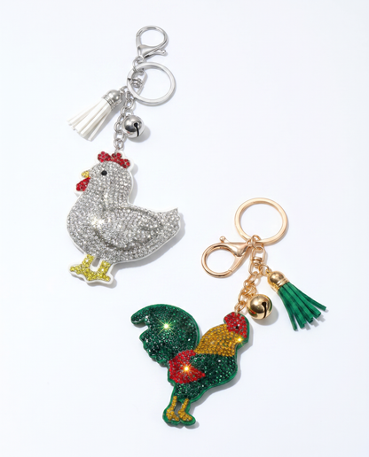 SUPERVALUECHOICE HCSESA00039 Rhinestone Chicken Keychain & Brooch Sparkly Accessory