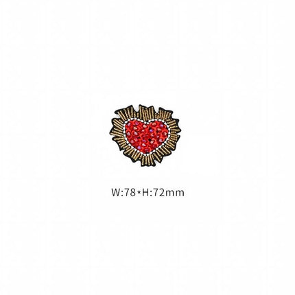 SUPÊR VÃLUE CHOICE  HCSEYD00014 Sacred Heart Sequin Beaded Applique Gold Radiant Heart Rhinestone Sew On Patch for Jacket Jeans Tote Bag DIY Craft Decor