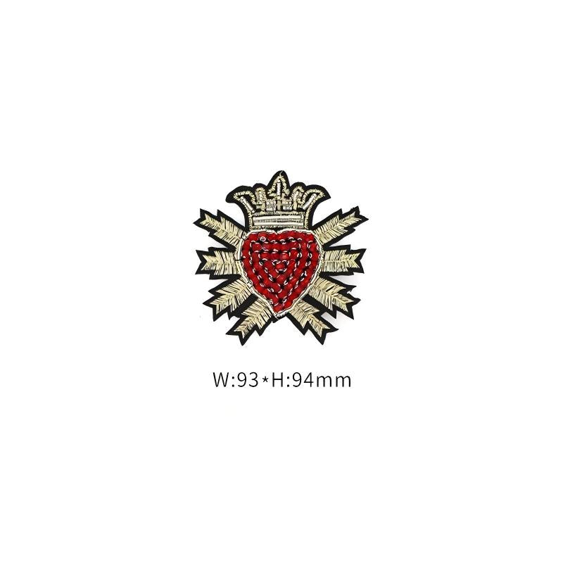 SUPÊR VÃLUE CHOICE  HCSEYD00014 Sacred Heart Sequin Beaded Applique Gold Radiant Heart Rhinestone Sew On Patch for Jacket Jeans Tote Bag DIY Craft Decor