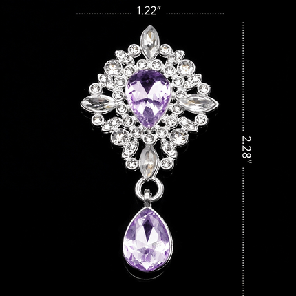 SUPERVALUECHOICE HCSESC00004 DIY Crafts Rhinestone Alloy Brooch Accessories Silver Flat Back 1.37*2.63inch Crystal Brooch Sparkling Crystal