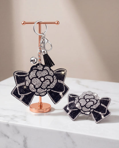SUPERVALUECHOICE HCSESA00025 Crystal Camellia Bow Keychain & Brooch