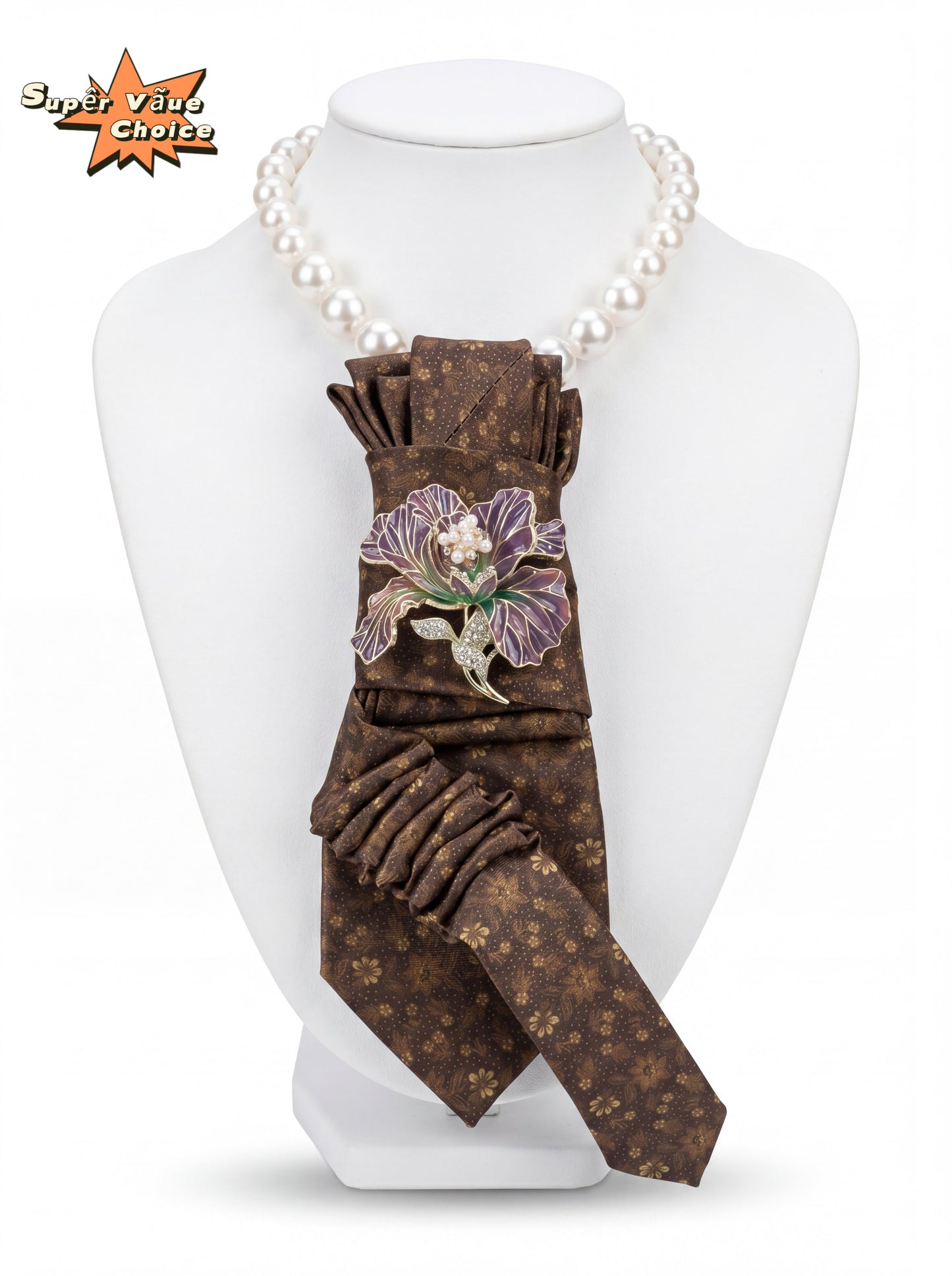 SUPERVALUECHOICE HCSEZA00007 Medium-colored floral pleated tie