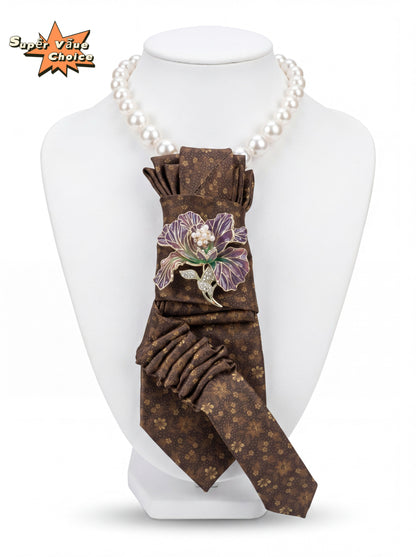 SUPERVALUECHOICE HCSEZA00007 Medium-colored floral pleated tie
