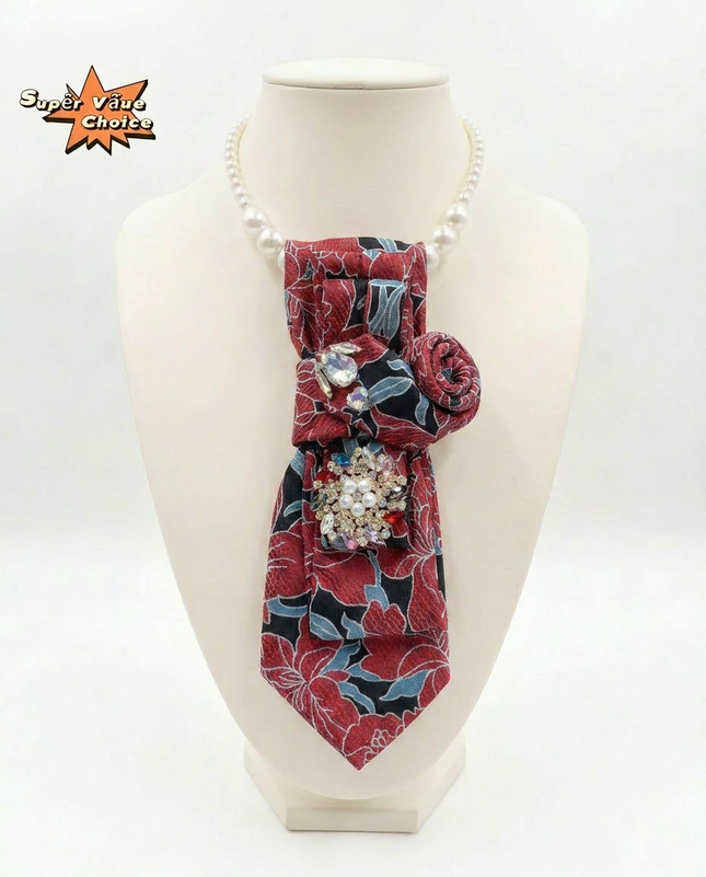 SUPERVALUECHOICE HCSEZA00034 Red Floral Necktie -Stylish for Weddings & Special Occasions
