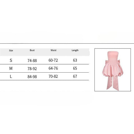 SVCD000051 Bow strapless lantern dress for dinner, sexy strappy slit dress