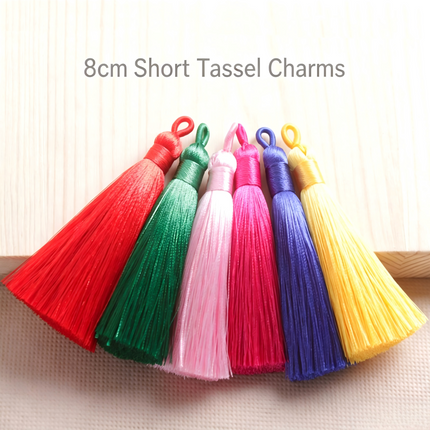 SUPERVALUECHOICE HCSEYE00013 3.15in Silky Short Tassel Charms, Multi-Color Handmade DIY Craft Tassels