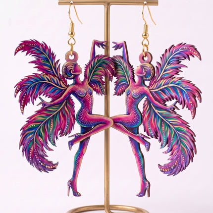 SUPERVALUECHOICE HCSEUB00001 Blank Showgirl Dancer Earring Blanks | DIY Paint Your Own Resin Earring Kit, 1 Pair with Gold Hooks