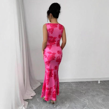 SVCD000012 Sleeveless straight dress for a stylish foreign trade vacation is long