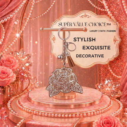 SUPERVALUECHOICE HCSESA00038 Sparkly Rhinestone Rose Keychain & Brooch