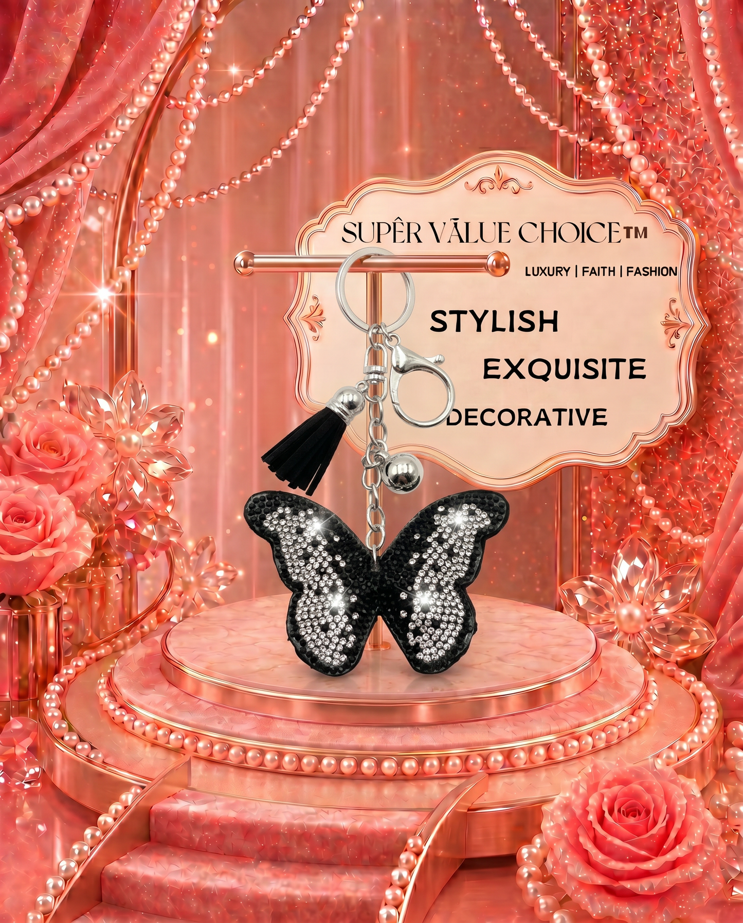 SUPERVALUECHOICE HCSESA00047 Bling Butterfly Brooch Pin & Keyring